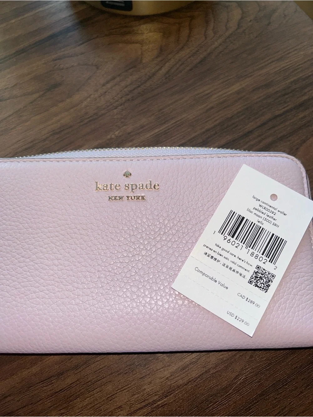 kate spade Leila pebbled leather shoulder bag with matching wallet in baby pink
